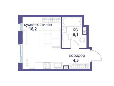 Студия 28.60 кв.м, Жилой квартал «Символ», 22 395 200 руб.