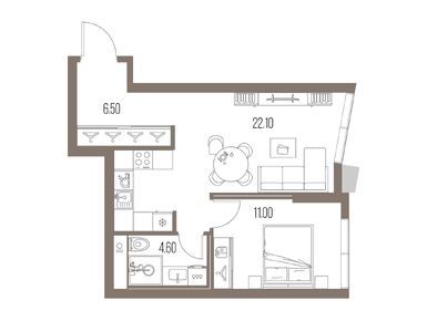 1-комнатная 44.20 кв.м, ЖК «Северный Порт», 23 323 014 руб.