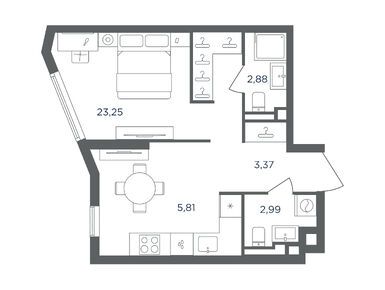 1-комнатная 38.30 кв.м, ЖК «Сикрет Гарден», 23 707 700 руб.