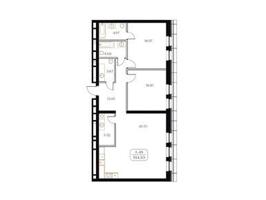 2-комнатные 104.33 кв.м, «Золотой квартал» (Картьер д’Ор), 182 577 500 руб.