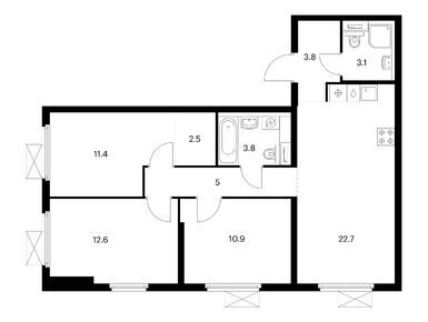 Планировки трехкомнатные в Ярославский
