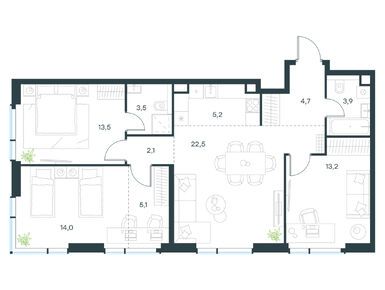 Планировки четырехкомнатные в Level Павелецкая Сити