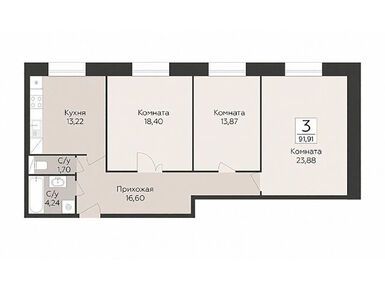 Планировки трехкомнатные в ЖК «Пахра Сити»