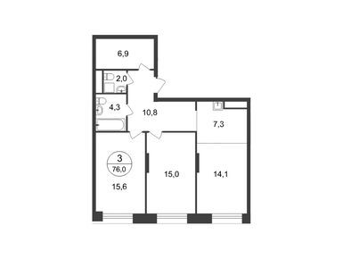 Планировки трехкомнатные в Город-парк «Первый Московский»