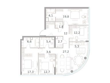 Планировки четырехкомнатные в ЖК «River Park Кутузовский»