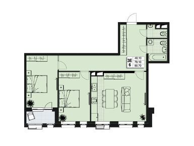 Планировки трехкомнатные в ЖК «Атлантис»