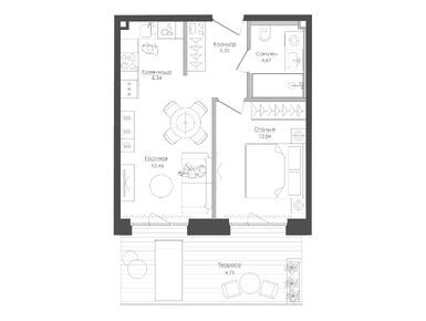 Планировки однокомнатные в ЖК «Селигер Сити»