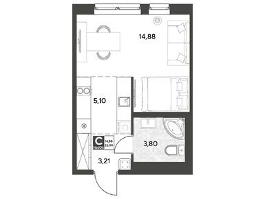 Студия 26.99 кв.м, ЖК «Космопарк», 4 534 320 руб.