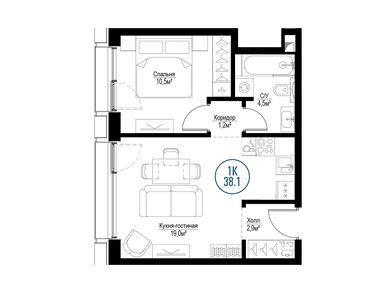 1-комнатная 37.70 кв.м, ЖК «Метрополия», 21 820 156 руб.