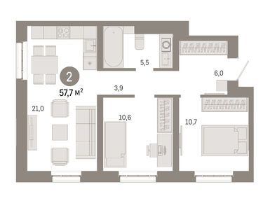 Планировки двухкомнатные в Квартал «Метроном»