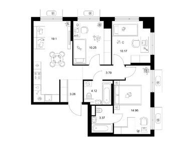 Планировки трехкомнатные в Квартал Мит