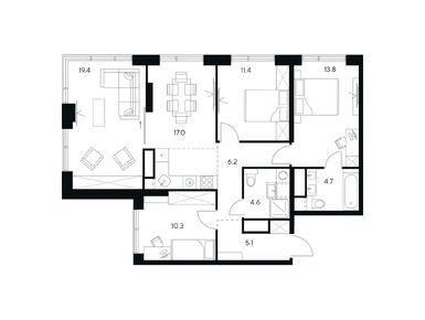 Планировки четырехкомнатные в ЖК NEXUS by Akvilon (Нексус от Аквилон)