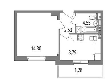 1-комнатная 31.95 кв.м, ЖК «Внуково Парк 2» (Зеленая Москва), 8 946 000 руб.