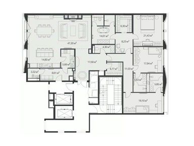 Планировки четырехкомнатные в ЖК Armani/Casa Moscow Residences (Армани/Каса Москоу резиденс)