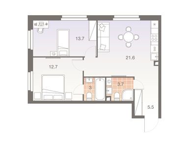 Планировки трехкомнатные в ЖК Twelve (Твелв)