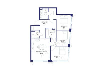 Планировки трехкомнатные в ЖК «Остров»