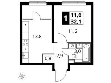 Планировки однокомнатные в ЖК «1-й Химкинский» (Первый Химкинский)