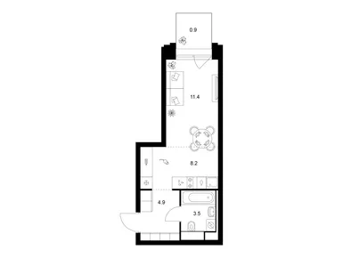 Студия 28.90 кв.м, Зелёный парк, 9 853 021 руб.
