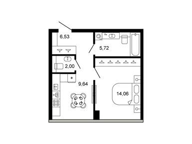Планировки однокомнатные в Клубный дом Novaya, 11 (Новая, 11)