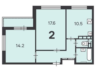 Планировки двухкомнатные в Жилой дом «Осташковская ул., д. 9, к. 2»