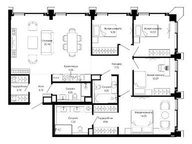Планировки четырехкомнатные в ЖК MOD (Мод)