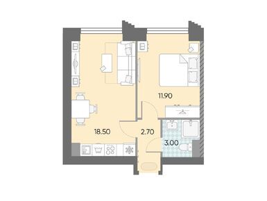 Планировки однокомнатные в ЖК «Обручева 30»