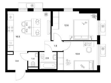 Планировки двухкомнатные в Ярославский квартал