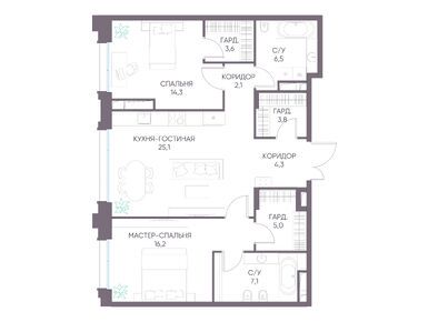 2-комнатная 88.00 кв.м, ЖК «Дом XXII» (Дом 22), 307 507 200 руб.