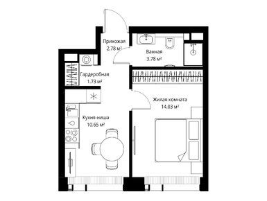 Планировки однокомнатные в ЖК Veer (Веер)