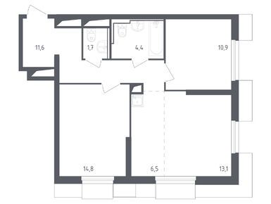 Планировки 2-к. апартаменты в SKY Sputnik (Скай Спутник)
