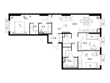 Планировки трехкомнатные в Яуза парк