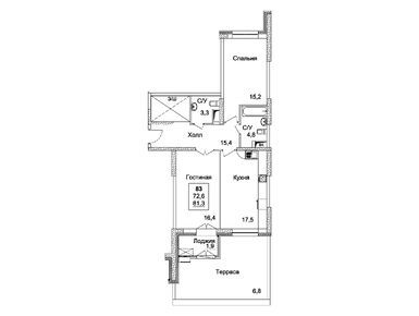 2-комнатная 81.30 кв.м, ЖК «Династия», 39 024 000 руб.