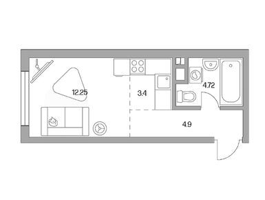 Студия 25.27 кв.м, ЖК «Гранель Коломенское», 15 073 598 руб.