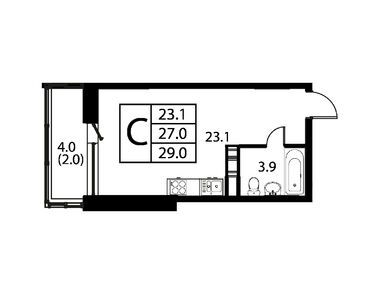 1-комнатная 29.00 кв.м, ЖК «Космос» (Домодедово), 4 352 900 руб.
