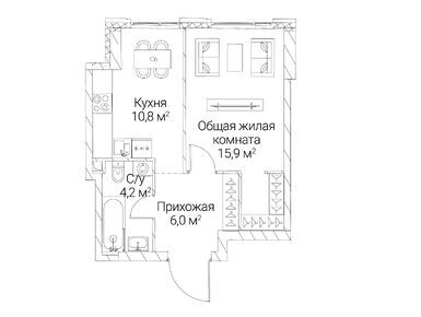 1-комнатная 36.90 кв.м, ЖК «Сезар Силика», 23 616 000 руб.