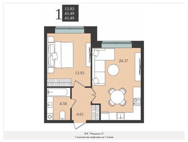 Планировки однокомнатные в ЖК «Мишино-2»