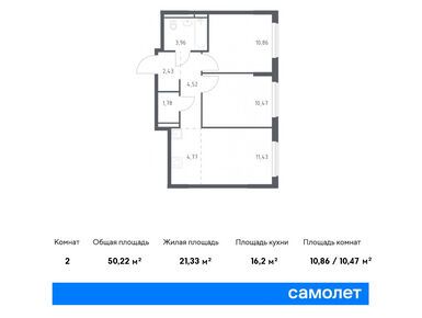 Планировки двухкомнатные в ЖК «Мытищи Парк»