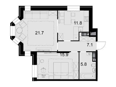 2-комнатная 62.00 кв.м, ЖК «Театральный квартал», 37 634 000 руб.