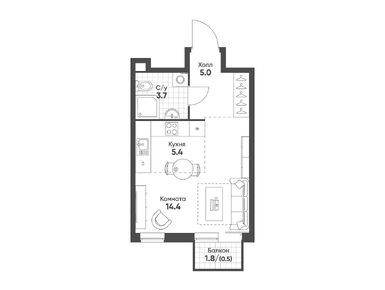Планировки однокомнатные в Sokolinn Park (Соколинн Парк)