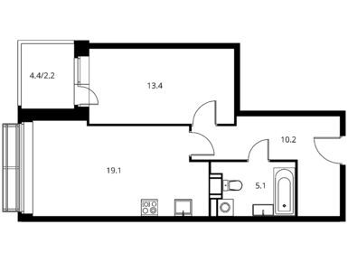 Планировки двухкомнатные в ЖК «Солнечный Парк»