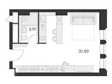 Студия 35.20 кв.м, Клубный дом GloraX Premium Белорусская (Глоракс Премиум Белорусская), 23 099 999 руб.