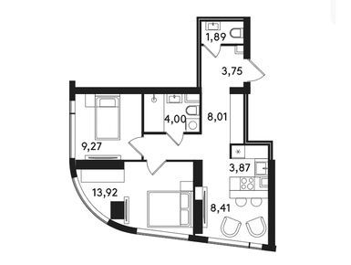 Планировки двухкомнатные в ЖК Solos (Солос)