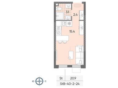Планировки студии в ЖК «Лучи»