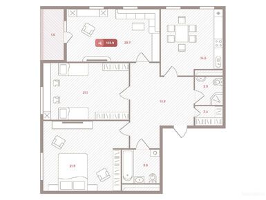 Планировки трехкомнатные в ЖК «ОМ»