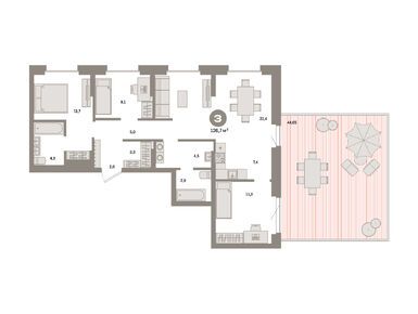 Планировки трехкомнатные в Квартал «Метроном»