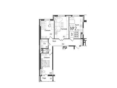 Планировки трехкомнатные в ЖК «Школьный»