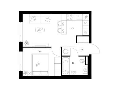 1-комнатная 33.90 кв.м, Лосиноостровский парк, 15 573 660 руб.