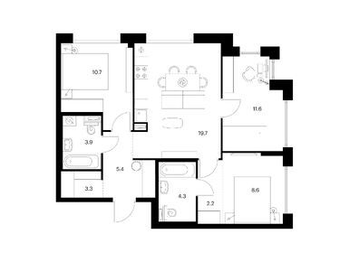 Планировки трехкомнатные в Бусиновский парк