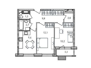 Планировки двухкомнатные в ЖК «Квартал Светлый»