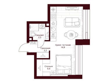 Планировки однокомнатные в ЖК «Дом 7 Даниловский»